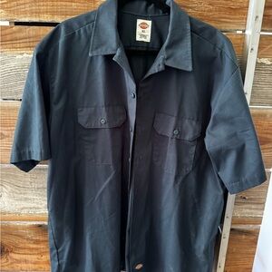 Dickies Black Short-Sleeve Button-Down Work Shirt